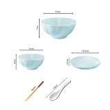 SOGA Light Blue Japanese Style Ceramic Dinnerware Crockery Soup Bowl Plate Server Kitchen Home Decor Set of 6 - Cafe Supply