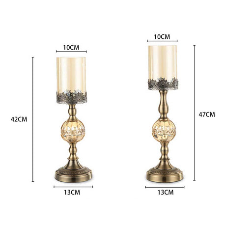 SOGA 2X 42cm Glass Candle Holder Candle Stand Glass/Metal - Cafe Supply