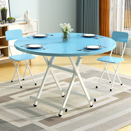 SOGA 2X  Blue Dining Table Portable Round Surface Space Saving Folding Desk Home Decor - Cafe Supply