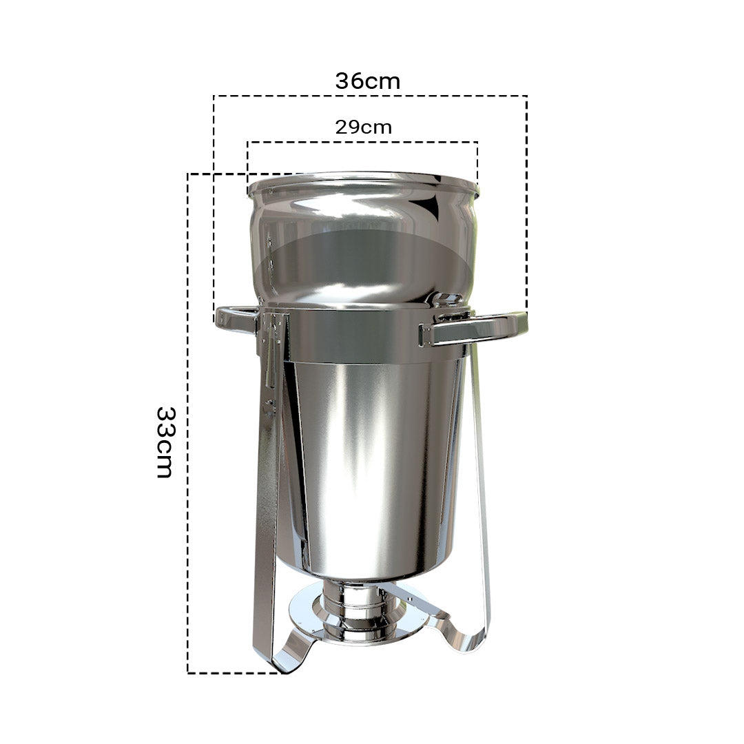 SOGA 2X 11L Round Stainless Steel Soup Warmer Marmite Chafer Full Size Catering Chafing Dish - Cafe Supply