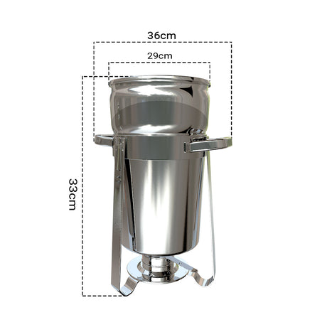 SOGA 2X 11L Round Stainless Steel Soup Warmer Marmite Chafer Full Size Catering Chafing Dish - Cafe Supply