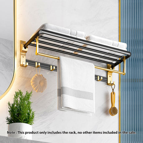 SOGA 2X 63cm Wall-Mounted Double Pole Towel Holder Bathroom Organiser Rail Hanger with Hooks - Cafe Supply