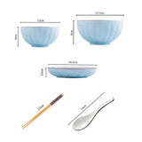 SOGA Blue Japanese Style Ceramic Dinnerware Crockery Soup Bowl Plate Server Kitchen Home Decor Set of 10 - Cafe Supply