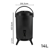 SOGA 2X 14L Stainless Steel Insulated Milk Tea Barrel Hot and Cold Beverage Dispenser Container with Faucet Black - Cafe Supply