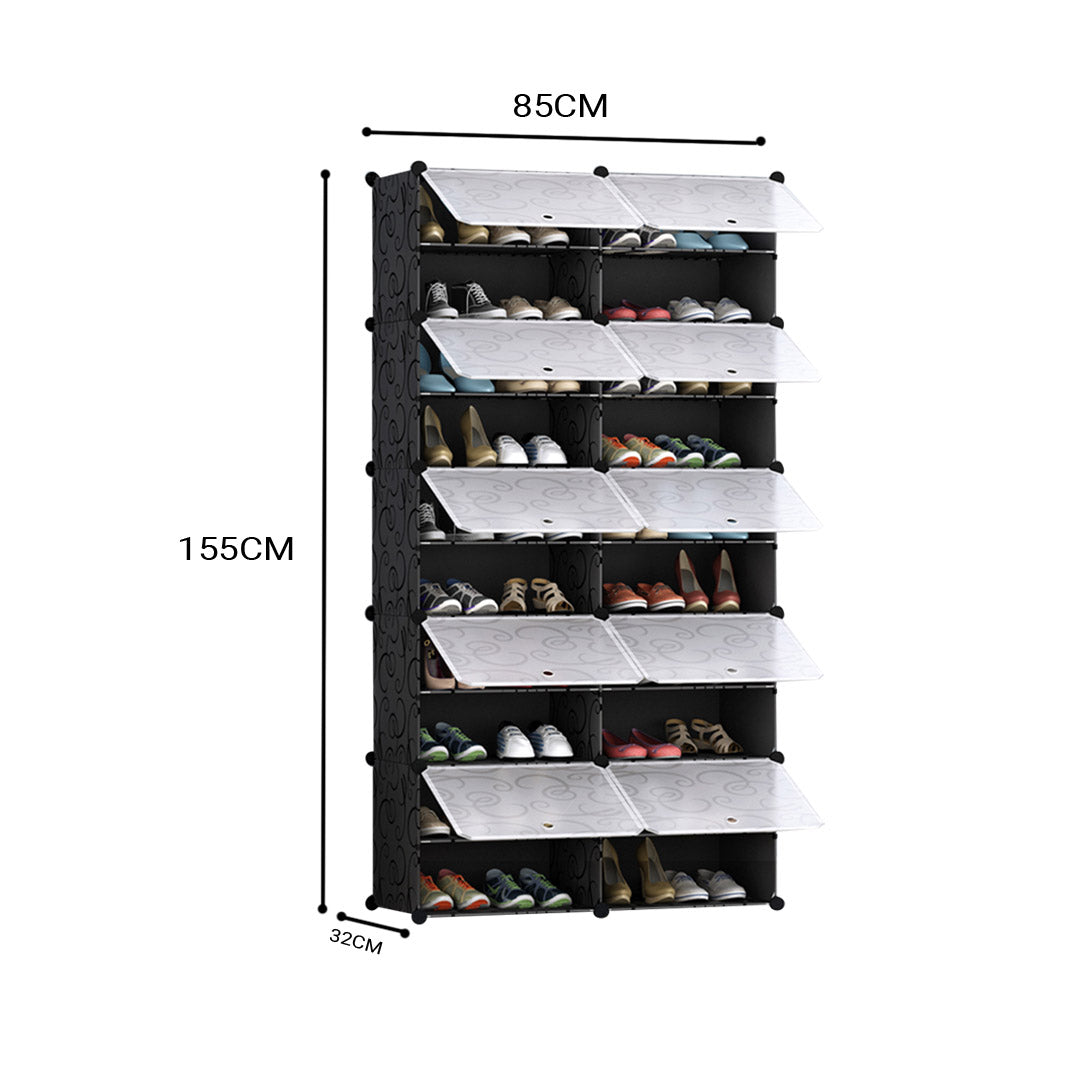 SOGA 10 Tier 2 Column Shoe Rack Organizer Sneaker Footwear Storage Stackable Stand Cabinet Portable Wardrobe with Cover - Cafe Supply