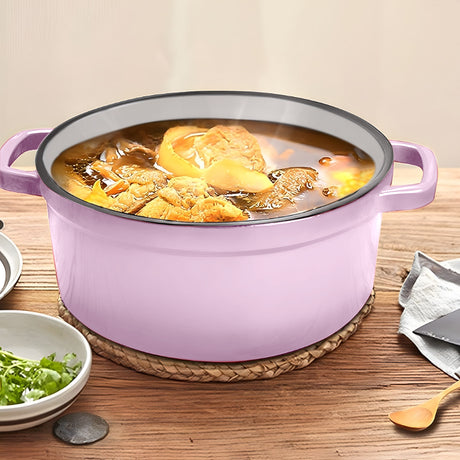SOGA 2X 22cm Pink Cast Iron Ceramic Stewpot Casserole Stew Cooking Pot With Lid - Cafe Supply