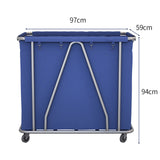 SOGA 2X Stainless Steel Commercial Large Soiled Linen Laundry Trolley Cart with Wheels Blue - Cafe Supply