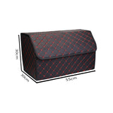 SOGA 2X Leather Car Boot Collapsible Foldable Trunk Cargo Organizer Portable Storage Box Black/Red Stitch Large - Cafe Supply