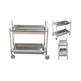 SOGA 2X 2 Tier 95x50x95cm Stainless Steel Kitchen Trolley Bowl Collect Service FoodCart Large - Cafe Supply