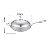 SOGA 18/10 Stainless Steel Fry Pan 36cm Frying Pan Top Grade Skillet with Helper Handle and Lid - Cafe Supply