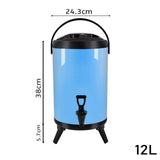 SOGA 2X 12L Stainless Steel Insulated Milk Tea Barrel Hot and Cold Beverage Dispenser Container with Faucet Blue - Cafe Supply