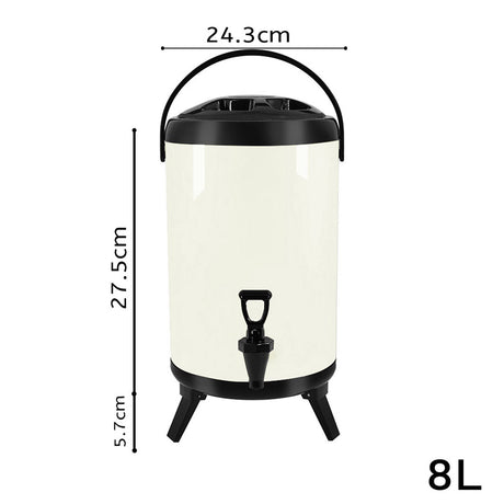 SOGA 2X 8L Stainless Steel Insulated Milk Tea Barrel Hot and Cold Beverage Dispenser Container with Faucet White - Cafe Supply