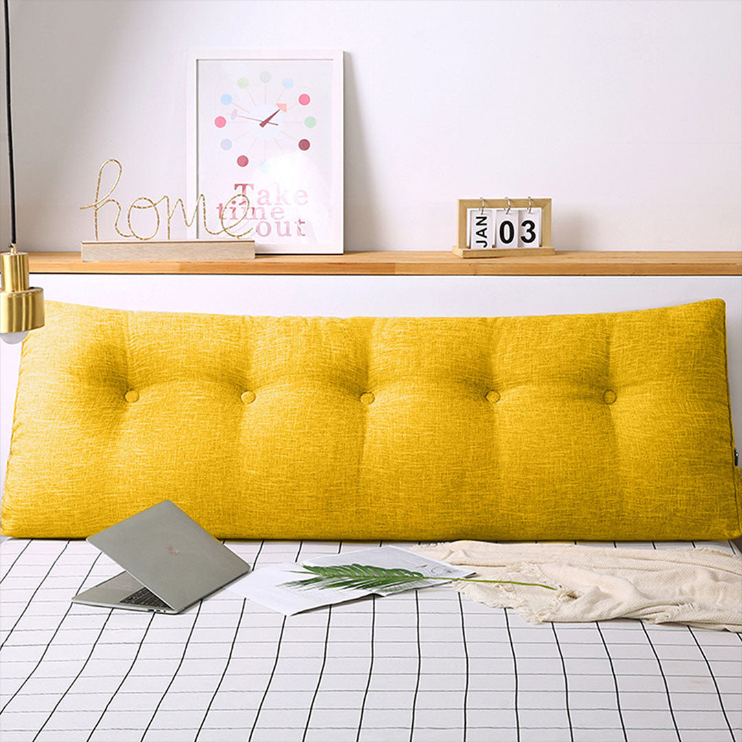 SOGA 2X 180cm Yellow Triangular Wedge Bed Pillow Headboard Backrest Bedside Tatami Cushion Home Decor - Cafe Supply