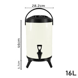 SOGA 2X 16L Stainless Steel Insulated Milk Tea Barrel Hot and Cold Beverage Dispenser Container with Faucet White - Cafe Supply