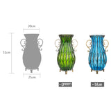 SOGA 51cm Blue Glass Oval Floor Vase with Metal Flower Stand - Cafe Supply