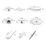 SOGA White Antler Printed Ceramic Dinnerware Set Crockery Soup Bowl Plate Server Kitchen Home Decor Set of 20 - Cafe Supply