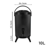 SOGA 10L Stainless Steel Insulated Milk Tea Barrel Hot and Cold Beverage Dispenser Container with Faucet Black - Cafe Supply