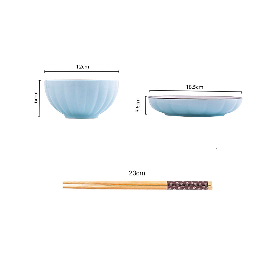 SOGA Blue Japanese Style Ceramic Dinnerware Crockery Soup Bowl Plate Server Kitchen Home Decor Set of 10 - Cafe Supply
