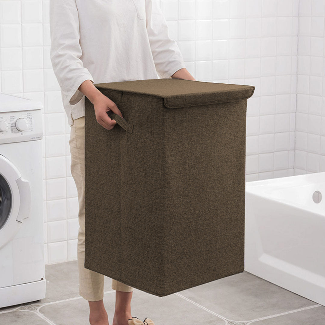 SOGA 2X Coffee Large Collapsible Laundry Hamper Storage Box Foldable Canvas Basket Home Organiser Decor - Cafe Supply