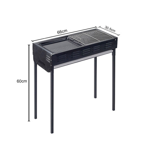 SOGA 2X 66cm Portable Folding Thick Box-Type Charcoal Grill for Outdoor BBQ Camping - Cafe Supply