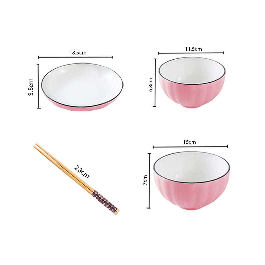 SOGA Pink Japanese Style Ceramic Dinnerware Crockery Soup Bowl Plate Server Kitchen Home Decor Set of 12 - Cafe Supply