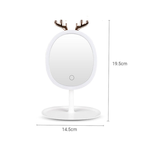 SOGA 2X White Antler LED Light Makeup Mirror Tabletop Vanity Home Decor - Cafe Supply