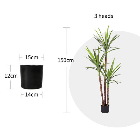 SOGA 2X 150cm Artificial Natural Green Dracaena Yucca Tree Fake Tropical Indoor Plant Home Office Decor - Cafe Supply