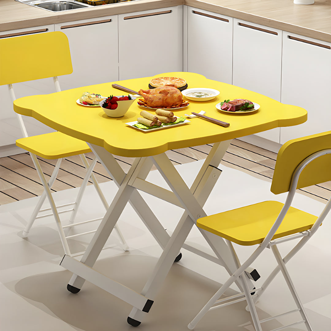 SOGA Yellow Minimalist Cat Ear Folding Table Indoor Outdoor Portable Stall Desk Home Decor - Cafe Supply