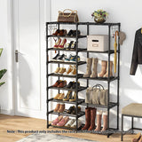 SOGA 16-Shelf Tier Shoe Storage Shelf Space-Saving Caddy Rack Organiser with Side Hooks Black - Cafe Supply