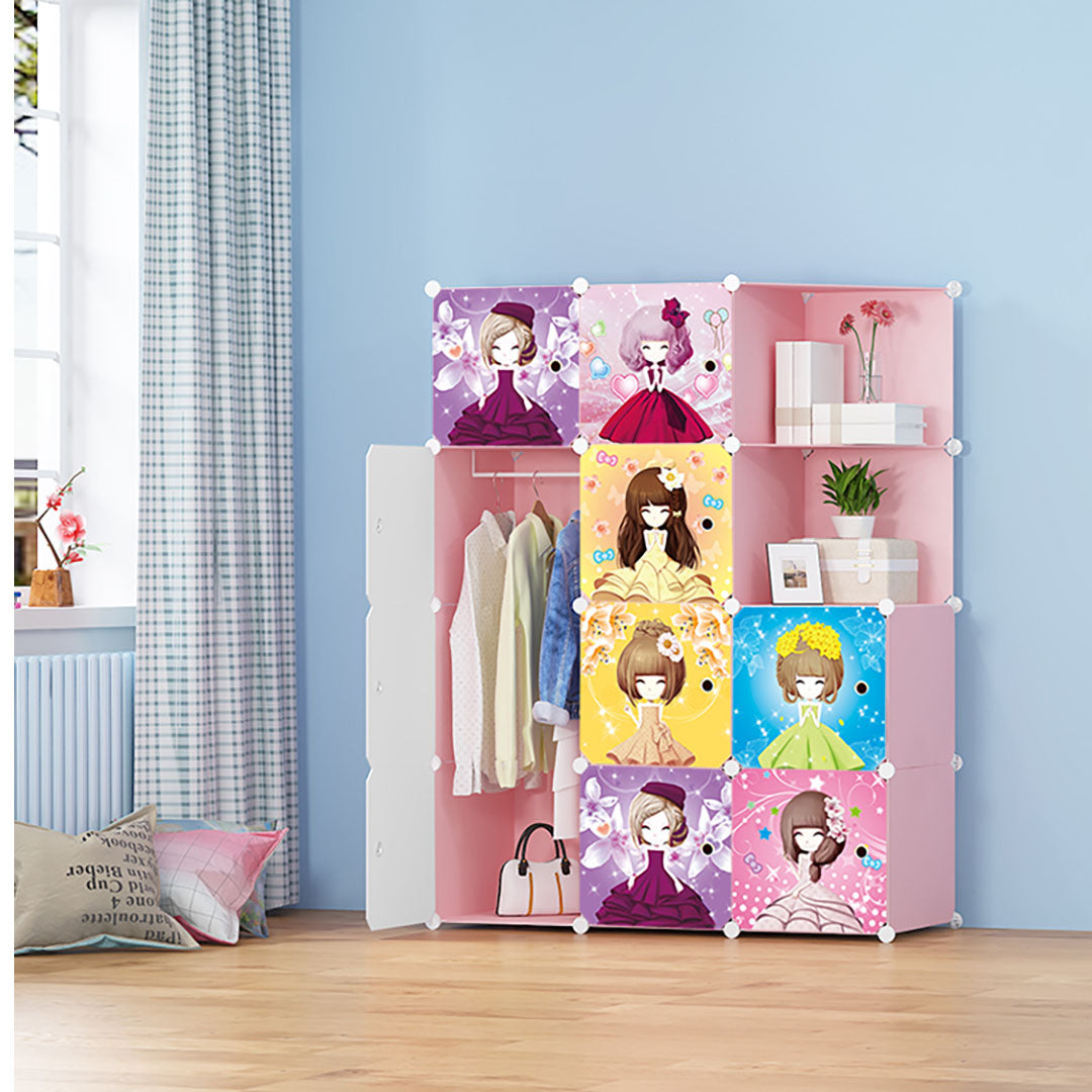 SOGA 10 Cubes Princess Design Portable Wardrobe Divide-Grid Modular Storage Organiser Foldable Closet - Cafe Supply
