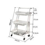 SOGA 3 Tier Steel White Adjustable Kitchen Cart Multi-Functional Shelves Portable Storage Organizer with Wheels - Cafe Supply