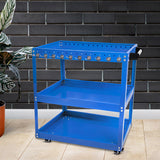 SOGA 2X 3 Tier Tool Storage Cart Portable Service Utility Heavy Duty Mobile Trolley with Hooks Blue - Cafe Supply