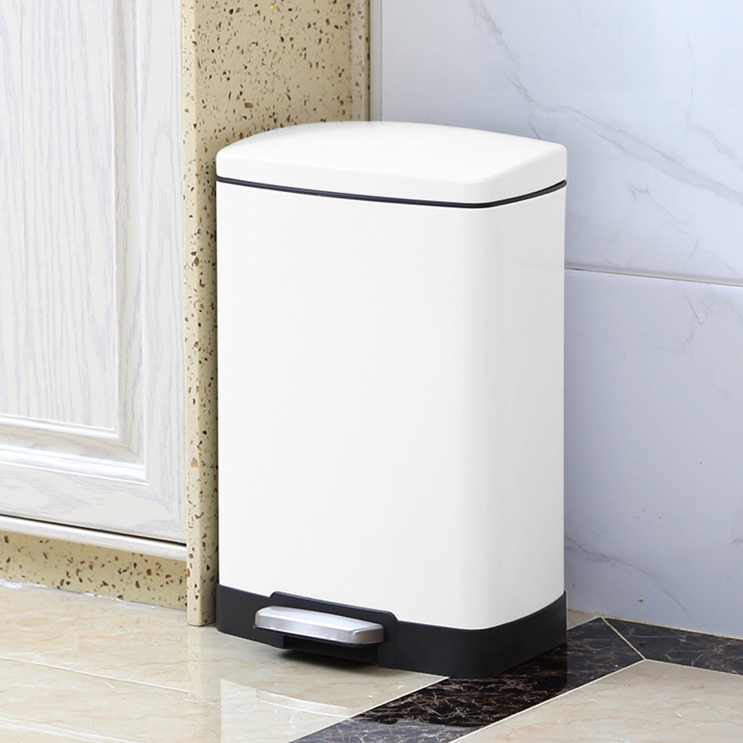SOGA 4X Foot Pedal Stainless Steel Rubbish Recycling Garbage Waste Trash Bin Rectangular Shape 12L White - Cafe Supply