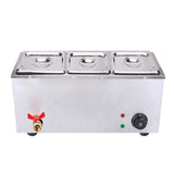 SOGA Stainless Steel 3 X 1/2 GN Pan Electric Bain-Marie Food Warmer with Lid - Cafe Supply