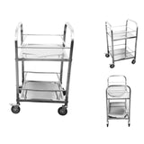 SOGA 2 Tier 500x500x950 Stainless Steel Square Tube Drink Wine Food Utility Cart - Cafe Supply