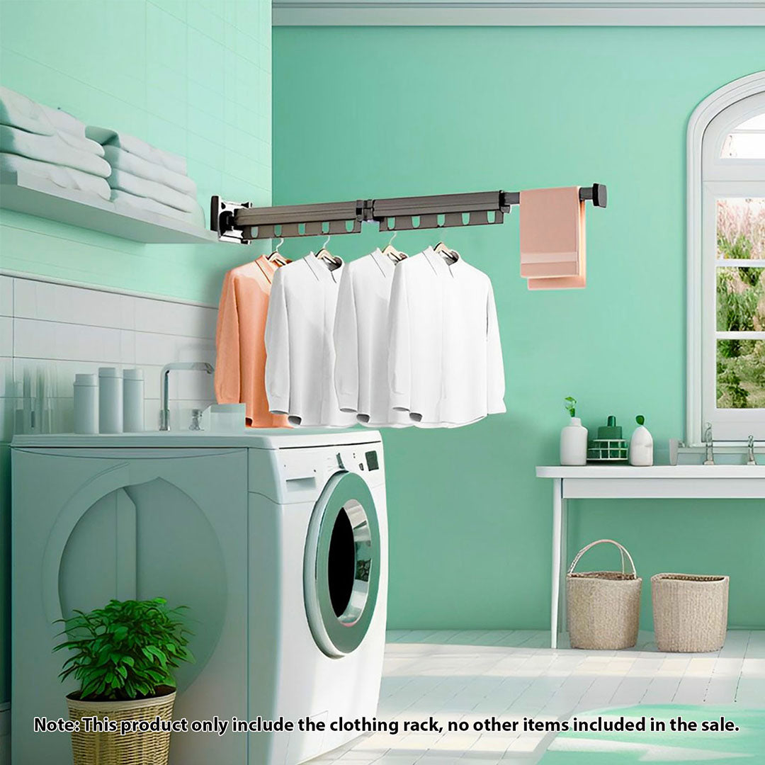 SOGA 127.5cm Wall-Mounted Clothing Dry Rack Retractable Space-Saving Foldable Hanger - Cafe Supply