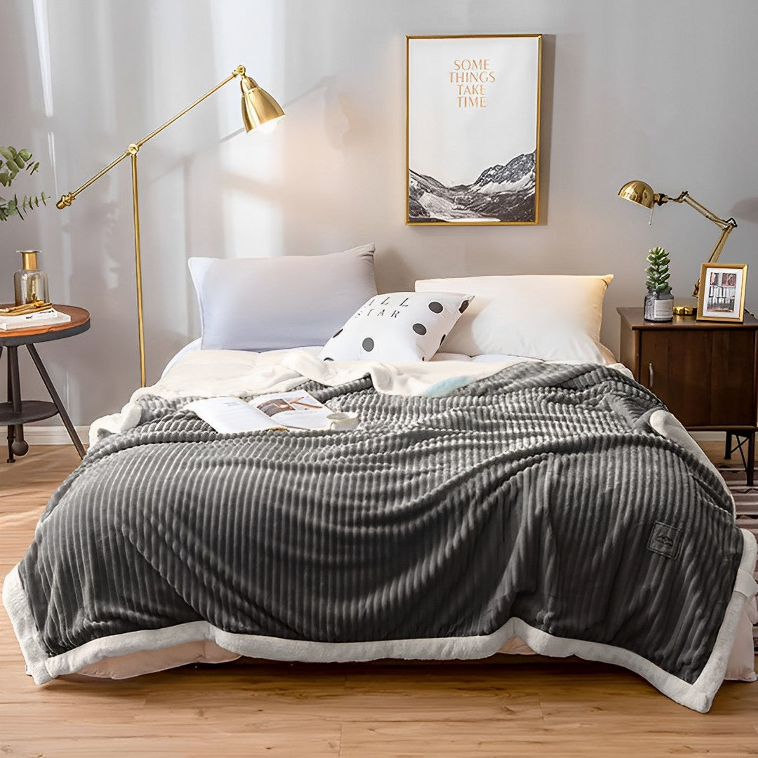 SOGA 2X Grey Throw Blanket Warm Cozy Double Sided Thick Flannel Coverlet Fleece Bed Sofa Comforter - Cafe Supply
