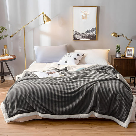 SOGA 2X Grey Throw Blanket Warm Cozy Double Sided Thick Flannel Coverlet Fleece Bed Sofa Comforter - Cafe Supply