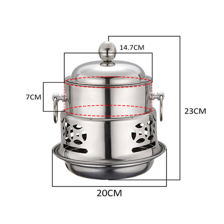 SOGA 2X Stainless Steel Mini Asian Buffet Hot Pot Single Person Shabu Alcohol Stove Burner with Lid - Cafe Supply