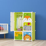 SOGA 6 Cubes Animal Design Portable Wardrobe Divide-Grid Modular Storage Organiser Foldable Closet - Cafe Supply