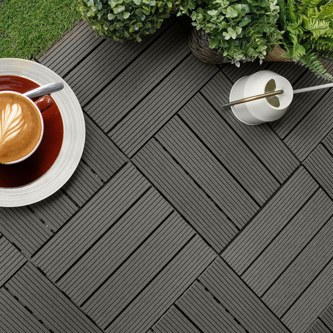 SOGA 2X 11 pcs Grey DIY Wooden Composite Decking Tiles Garden Outdoor Backyard Flooring Home Decor - Cafe Supply