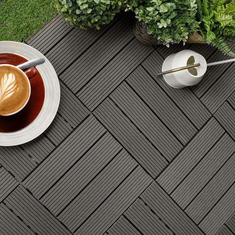 SOGA 2X 11 pcs Grey DIY Wooden Composite Decking Tiles Garden Outdoor Backyard Flooring Home Decor - Cafe Supply