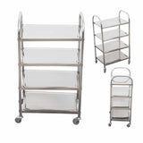 SOGA 4 Tier Stainless Steel Kitchen Dinning Food Cart Trolley Utility Size Square Large - Cafe Supply