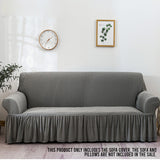 SOGA 4-Seater Grey Sofa Cover with Ruffled Skirt Couch Protector High Stretch Lounge Slipcover Home Decor - Cafe Supply