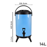SOGA 2X 14L Stainless Steel Insulated Milk Tea Barrel Hot and Cold Beverage Dispenser Container with Faucet Blue - Cafe Supply
