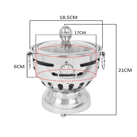 SOGA 2X Stainless Steel Mini Asian Buffet Hot Pot Single Person Shabu Alcohol Stove Burner with Glass Lid - Cafe Supply