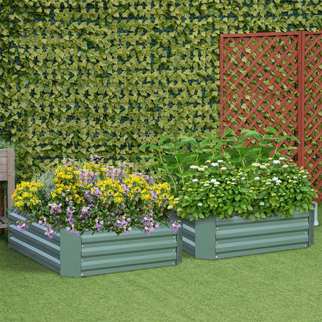 SOGA 2X 90cm Rectangle Galvanised Raised Garden Bed Vegetable Herb Flower Outdoor Planter Box - Cafe Supply
