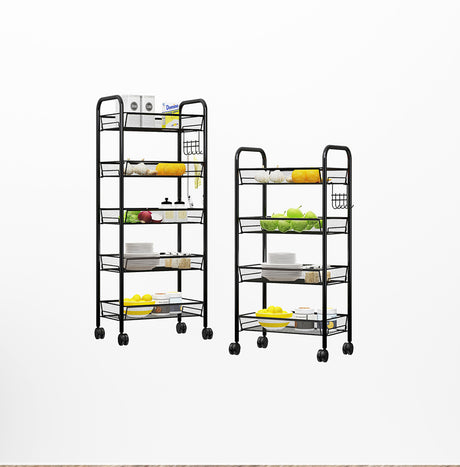 SOGA 2X 4 Tier Steel Black Bee Mesh Kitchen Cart Multi-Functional Shelves Portable Storage Organizer with Wheels - Cafe Supply