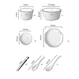 SOGA Diamond Pattern Ceramic Dinnerware Crockery Soup Bowl Plate Server Kitchen Home Decor Set of 13 - Cafe Supply