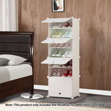 SOGA 7 Tier White Shoe Rack Organizer Sneaker Footwear Storage Stackable Stand Cabinet Portable Wardrobe with Cover - Cafe Supply